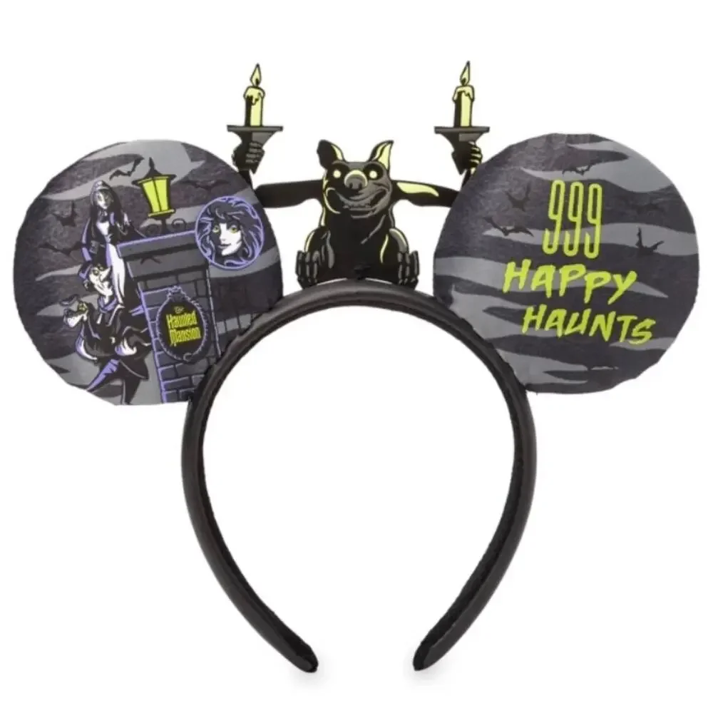 NWOT Disney Parks Haunted Mansion 999 Happy Haunts Gargoyle Satin Ear Headband